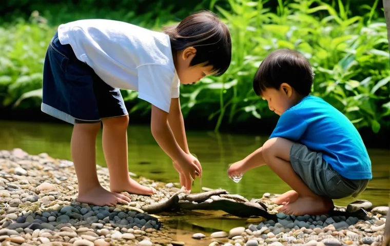 하천 생태계 복원 참여를 위한 나의 역할 찾기 - **Prompt 2: Community River Guardians**
    "A vibrant and wholesome scene featuring a diverse group...