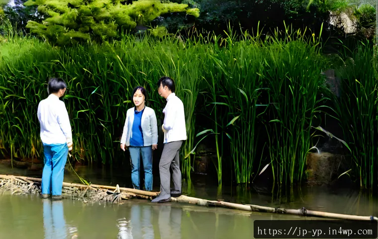 하천 생태계 복원 관련 국제 협력 사례 - Photorealistic international river restoration field team of diverse Japanese, European, and Southea...